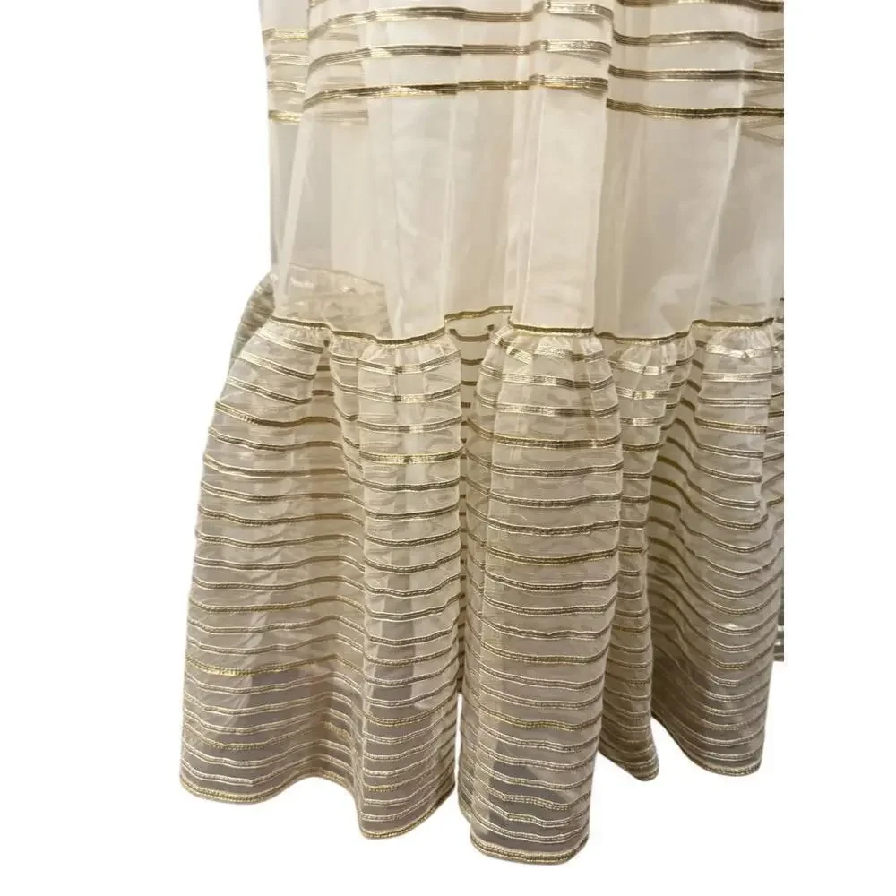 New Nazila Couture Sheer Gold-Trimmed Maxi Skirt, size Medium
